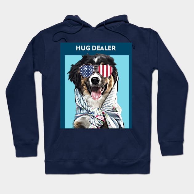 Hug Dealer (dog with patriotic sunglasses) Hoodie by PersianFMts